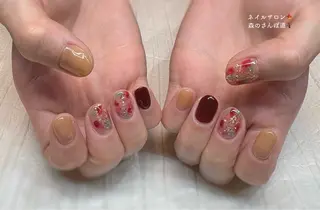 ネイル ショートネイル 森のさんぽ道のネイルデザイン