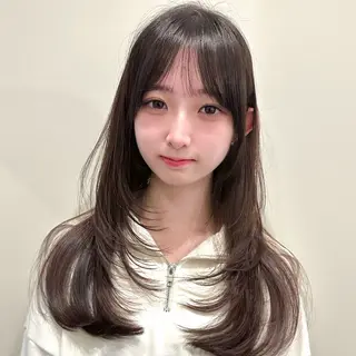 セミロング 🌹ハッシュカット、 レイヤー韓国ヘア🌹のヘアスタイル