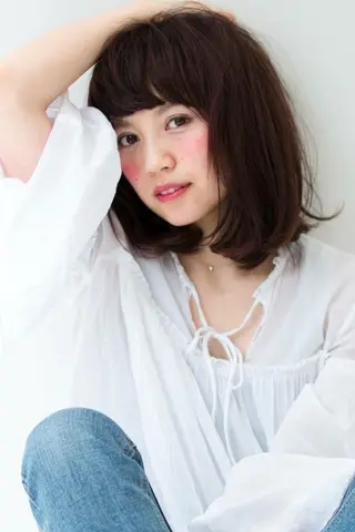ミディアム セミロング カラー パーマ 内藤 達也のヘアスタイル