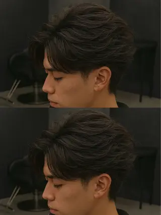 ミディアム パーマ ヘアアレンジ メンズ 🔥ニュアンス フェザー小林海斗🔥のヘアスタイル