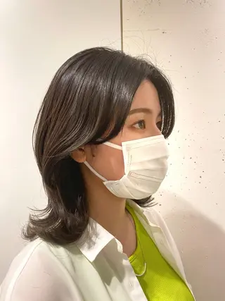 ミディアム カラー パーマ shiori ﾍﾞｰｼﾞｭｶﾗｰのヘアスタイル