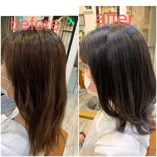 セミロング カラー ナガサカ サチのヘアスタイル