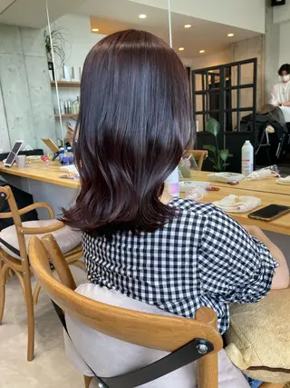 ミディアム ✨色持ちの良い艶 カラー✨蟹江真世のヘアスタイル
