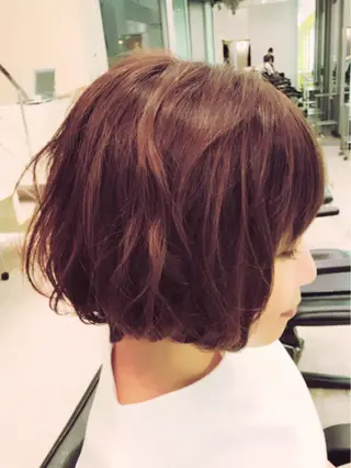 ミディアム カラー パーマ 髪質改善TR 透明感カラーHanaのヘアスタイル