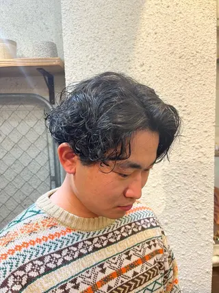 パーマ メンズ ボブ×艶カラー 特化・リクト💥のヘアスタイル