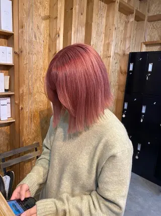 カラー まろみ暖色×ボブ ×chia🕯のヘアスタイル