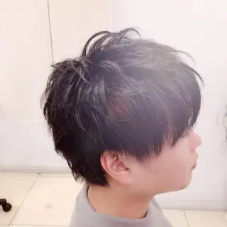 ショート パーマ メンズ 髪質改善× 白髪ぼかし溝江のヘアスタイル