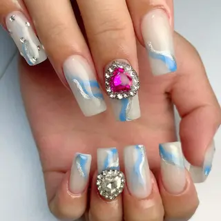 ロング ネイル 下妻ネイルサロン/ 持ちの良いネイルのネイルデザイン