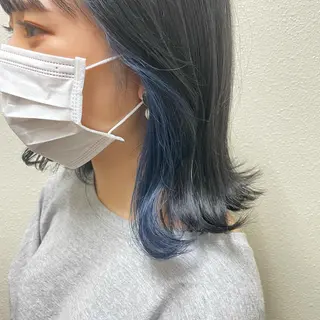 ミディアム カラー パーマ ヘアアレンジ メンズ キッズ ネイル マツエク・マツパ 切りっぱなしヘアボブ ミディアムヘアRYOのヘアスタイル