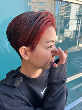ショート カラー パーマ ヘアアレンジ 久木原 ゆりのヘアスタイル