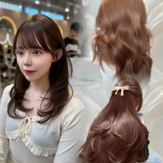 セミロング カラー 新宿/韓国風レイヤー 髪質改善/渋谷直樹のヘアスタイル