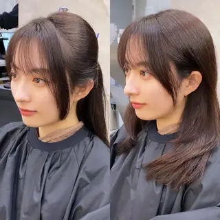 ミディアム カラー レイヤーと顔まわり 大好き❣️関口拓馬のヘアスタイル