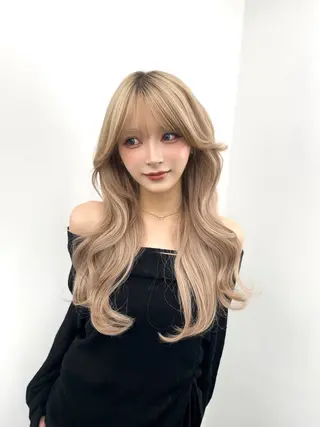 ロング カラー 透明感カラー✨🩵 韓国ヘアkanatoのヘアスタイル