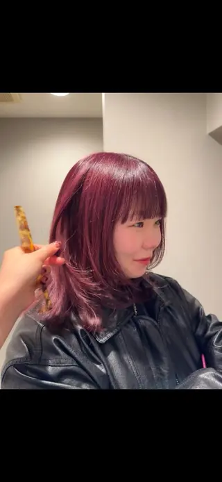 ミディアム ハイトーン/パーマ 大名 sakiのヘアスタイル
