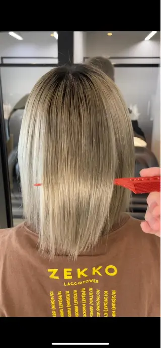 ショート け んブリーチ縮毛矯正のヘアスタイル