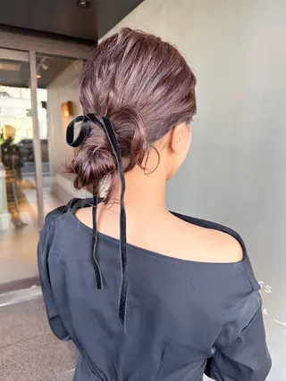 セミロング カラー ヘアアレンジ ピンクカラー/ mana🎀のヘアスタイル