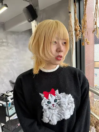 ミディアム カラー ウルフ レイヤー パーマ🪐MANAのヘアスタイル
