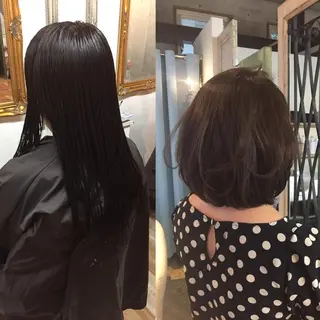 ミディアム カラー パーマ 及川 光のヘアスタイル