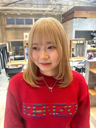 セミロング カラー 🤍垢抜け♡透明感 カラーmoeka🤍のヘアスタイル