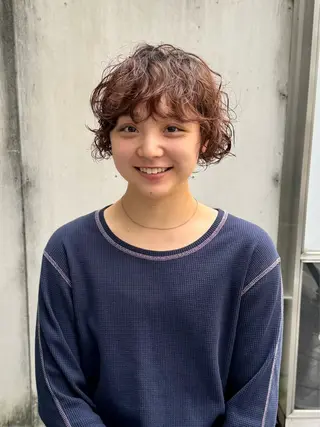 ショート パーマ デジタルパーマ 🌀ボブ　萩原　龍のヘアスタイル