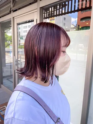 ミディアム カラー ヘアアレンジ イワタ マハ/ minim hairのヘアスタイル