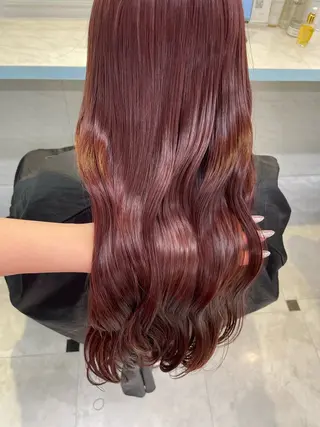 セミロング カラー ヘアアレンジ 🇰🇷韓流暖色ヘア 🍒saaya🍒のヘアスタイル