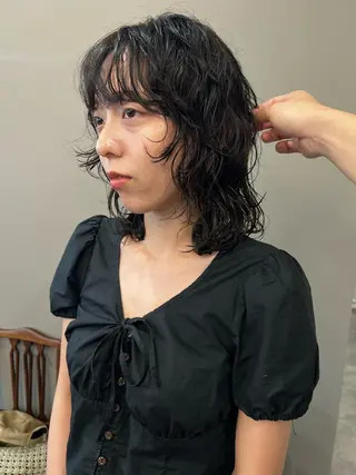 セミロング パーマ パーマ/透明感カラー 元町🌱takutoのヘアスタイル