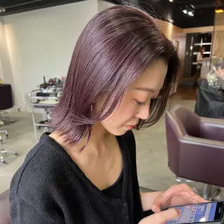 ミディアム カラー 韓国ヘア/透明感 カラー🤍yukaのヘアスタイル