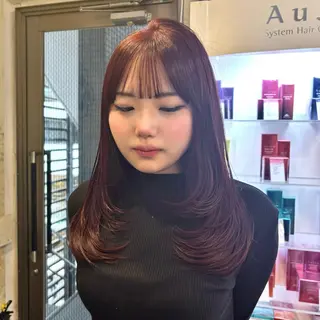セミロング レイヤー/ハッシュカ ット/顔周り/フウカのヘアスタイル