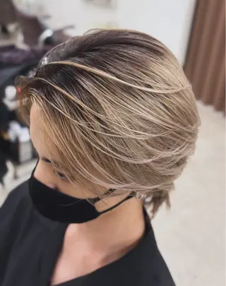 セミロング カラー ヘアアレンジ メンズ 二ヶ月綺麗なデザイン カット/星野六三四のヘアスタイル