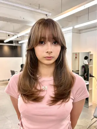 セミロング Sanaダブルカラー ✨️パルコ徒歩1分のヘアスタイル