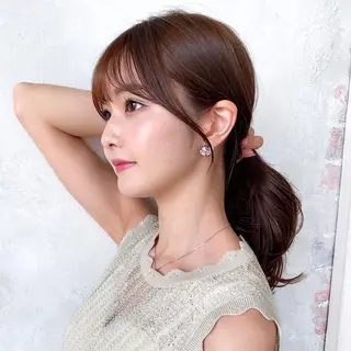 セミロング カラー 顔周り/くびれヘア 韓国ヘア💕風間るなのヘアスタイル