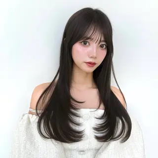 セミロング 似合わせレイヤー/ 透明感カラーのヘアスタイル