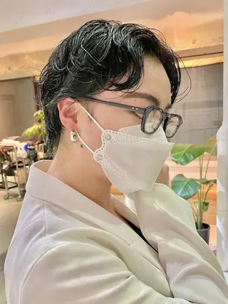 ミディアム カラー メンズカット パーマ[佐橋]のヘアスタイル