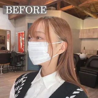 ミディアム カラー 顔周りカット 【オノザワリョウ】のヘアスタイル