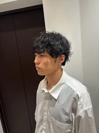 ミディアム パーマ メンズ メンズ特化／韓国風 /江戸谷大晴のヘアスタイル