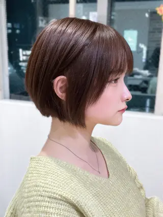 ショート 表参道小顔カット前髪 割れ改善クロスパーマのヘアスタイル