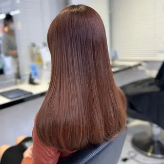 セミロング カラー 韓国風艶髪🎀 暖色カラー🤍のヘアスタイル