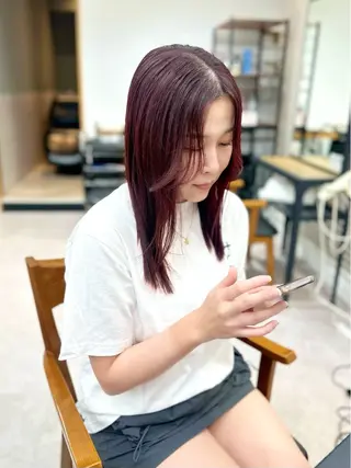 セミロング カラー パーマ ヘアアレンジ メンズ キッズ 骨格レイヤーカット 🌿美髪縮毛矯正のヘアスタイル