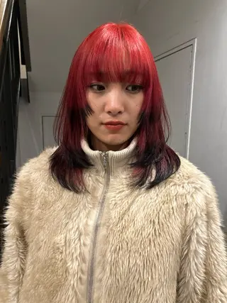 ミディアム カラー 心斎橋/レイヤー/ ブリーチ/モエのヘアスタイル