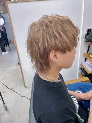 カラー メンズ Lull1人美容室 バレイヤージュのヘアスタイル