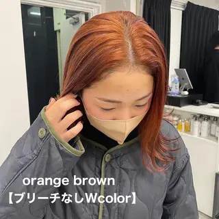 セミロング カラー 愛結 暖色カラー🎀🩰のヘアスタイル