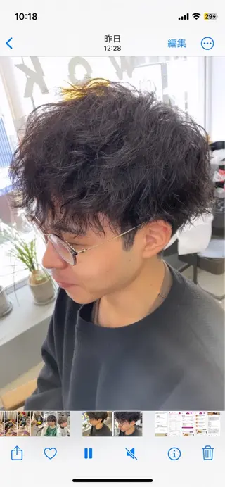 ミディアム パーマ メンズ メンズ専門サロン wokeのヘアスタイル