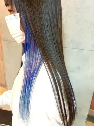 セミロング カラー ヘアアレンジ ネイル 🌈インナーカラー ‘ショウマ’🌈のヘアスタイル