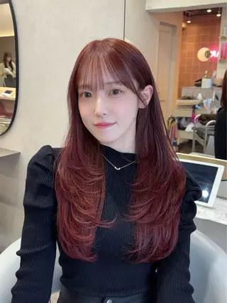 ロング カラー 新宿/韓国風レイヤー エクステ/YUTOのヘアスタイル