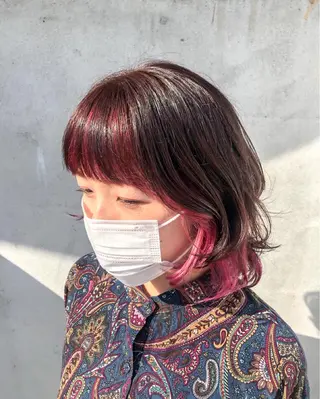 ミディアム カラー ヘアアレンジ 佐藤 美聡のヘアスタイル