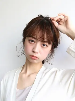 ミディアム ヘアアレンジ 🌿似合わせ透明感 カラー松本朋幸🌿のヘアスタイル