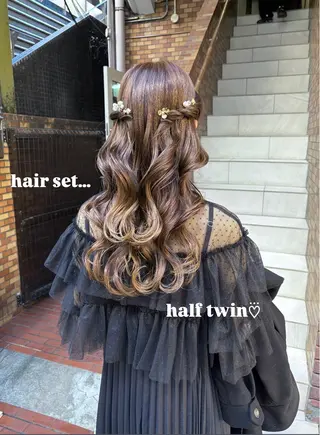 セミロング カラー ヘアアレンジ ハイトーンピンク🍑 ブリーチ🍑RINAのヘアスタイル