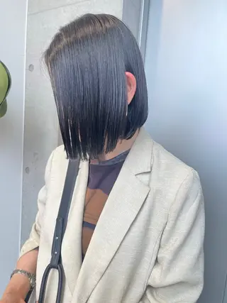 セミロング カラー パーマ ヘアアレンジ 透明感/オリーブ/ グレージュ/YUKAのヘアスタイル