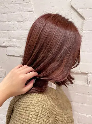 セミロング カラー ヘアアレンジ 【ピンク/韓国ヘア/ ヘアセット】亜海のヘアスタイル
